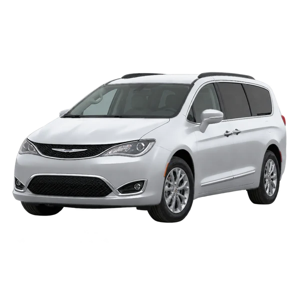 silver 2020 Chrysler Pacifica front three-quarter (facing left) view