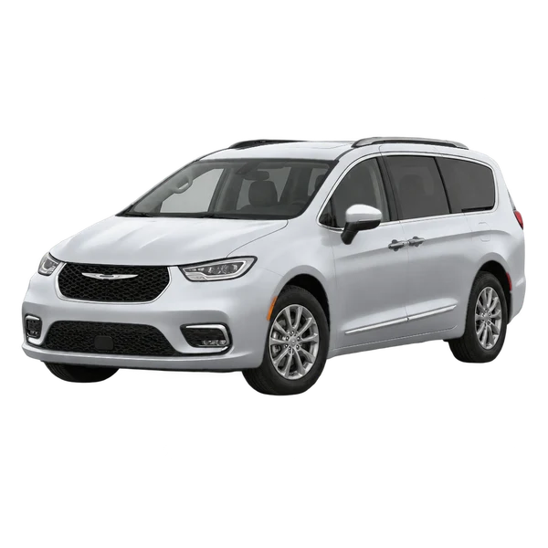 silver 2026 Chrysler Pacifica front three-quarter (facing left) view