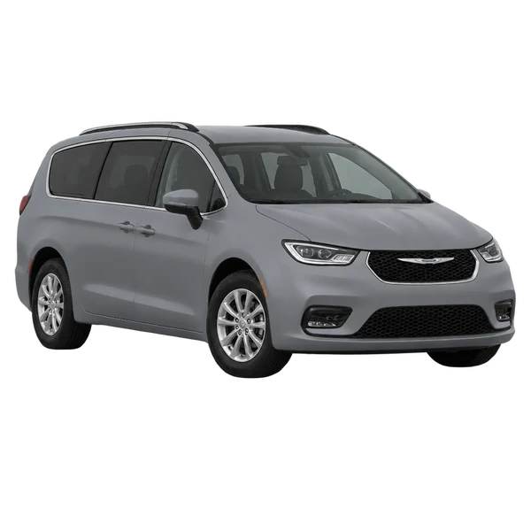 gray 2022 Chrysler Voyager front three-quarter (facing left) view