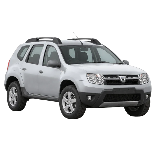 silver 2015 Dacia Duster front three-quarter (facing left) view