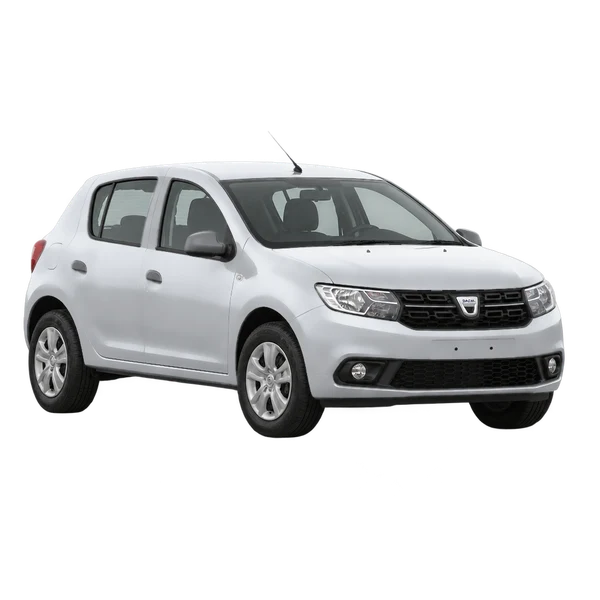 silver 2019 Dacia Sandero front three-quarter (facing left) view