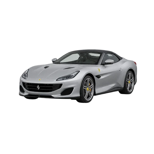 silver 2023 Ferrari Portofino M front three-quarter (facing left) view
