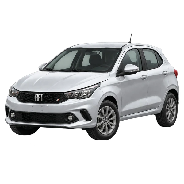 silver 2022 Fiat Argo front three-quarter (facing left) view