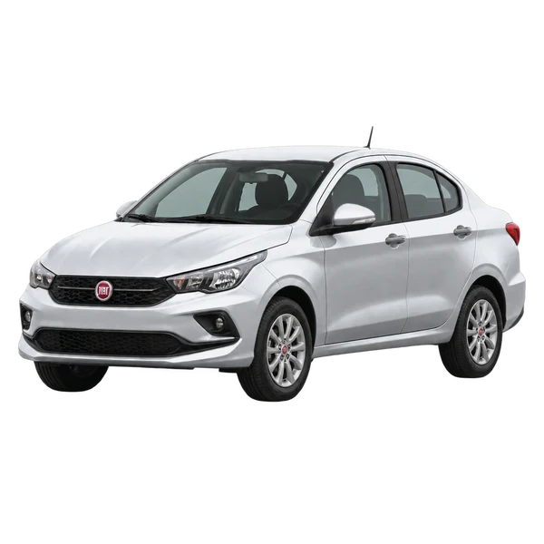 silver 2019 Fiat Cronos front three-quarter (facing left) view