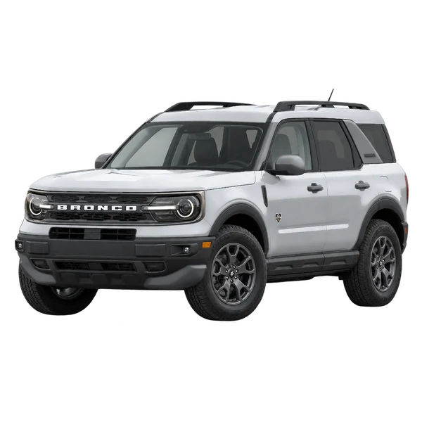 silver 2021 Ford Bronco front three-quarter (facing left) view