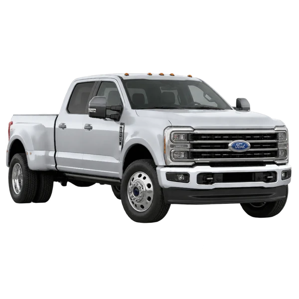 silver 2025 Ford F-450 front three-quarter (facing left) view