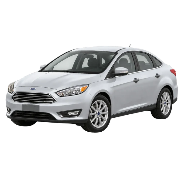 silver 2015 Ford Focus Titanium front three-quarter (facing left) view