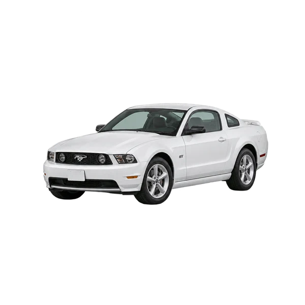 white 2010 Ford Mustang front three-quarter (facing left) view