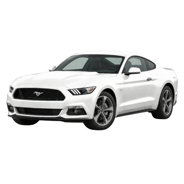 white 2016 Ford Mustang front three-quarter (facing left) view