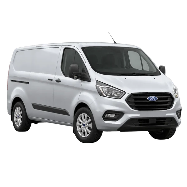 silver 2023 Ford Transit Custom front three-quarter (facing left) view