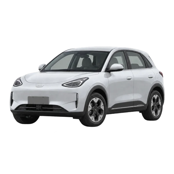 silver 2025 Geely EX2 front three-quarter (facing left) view