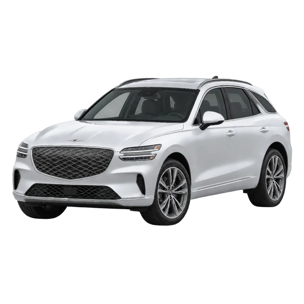 silver 2027 Genesis Electrified GV70 AWD front three-quarter (facing left) view
