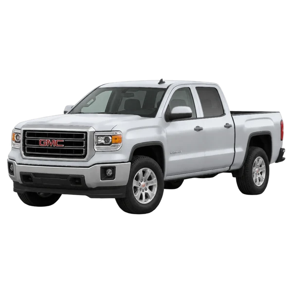 silver 2015 GMC Sierra front three-quarter (facing left) view