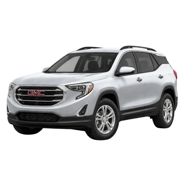 silver 2022 GMC Terrain front three-quarter (facing left) view