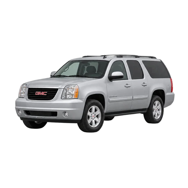 silver 2010 GMC Yukon XL front three-quarter (facing left) view