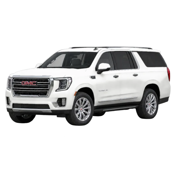 white 2025 GMC Yukon XL front three-quarter (facing left) view