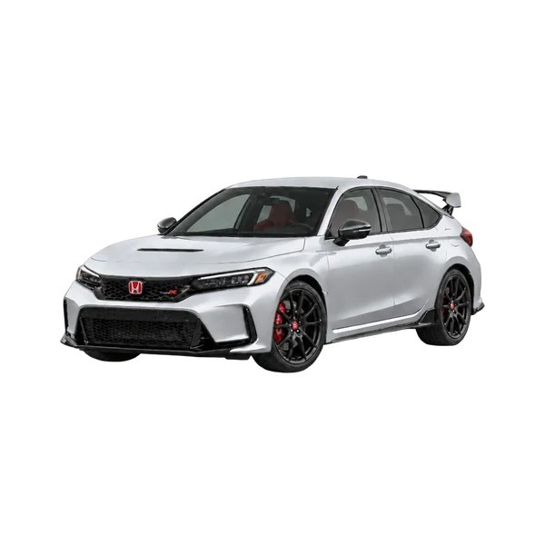 silver 2026 Honda Civic Type R front three-quarter (facing left) view