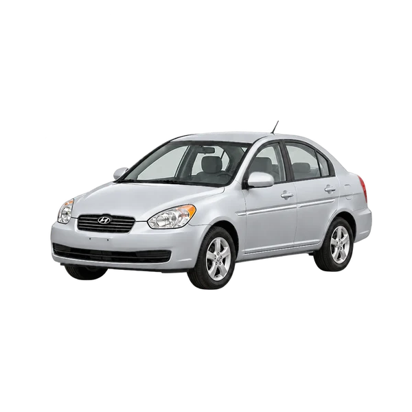 silver 2009 Hyundai Accent front three-quarter (facing left) view