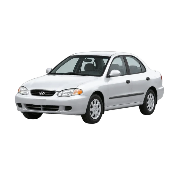 silver 1999 Hyundai Elantra front three-quarter (facing left) view