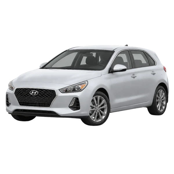 silver 2020 Hyundai Elantra GT front three-quarter (facing left) view