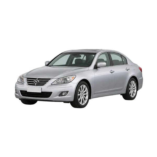 silver 2010 Hyundai Genesis front three-quarter (facing left) view