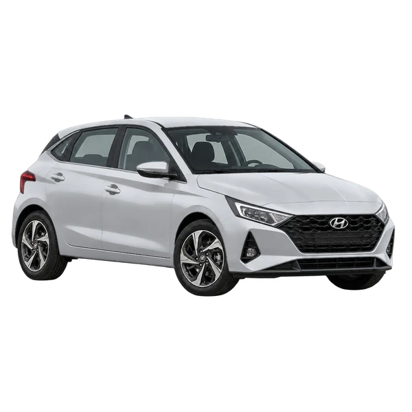 2026 HYUNDAI I20 — Front three-quarter (facing left), silver