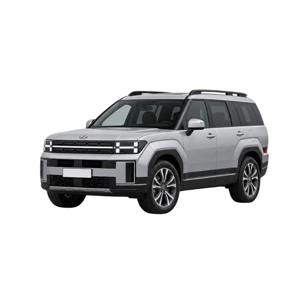 silver 2026 Hyundai Santa Fe XL front three-quarter (facing left) view