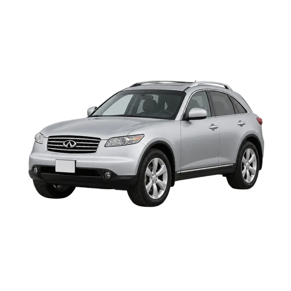 silver 2010 Infiniti FX35 front three-quarter (facing left) view
