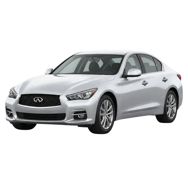 silver 2019 Infiniti Q50 front three-quarter (facing left) view