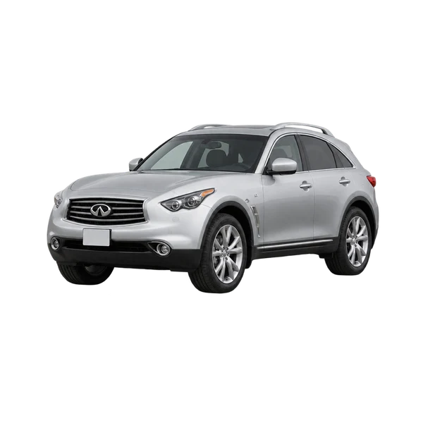 silver 2016 Infiniti QX70 front three-quarter (facing left) view
