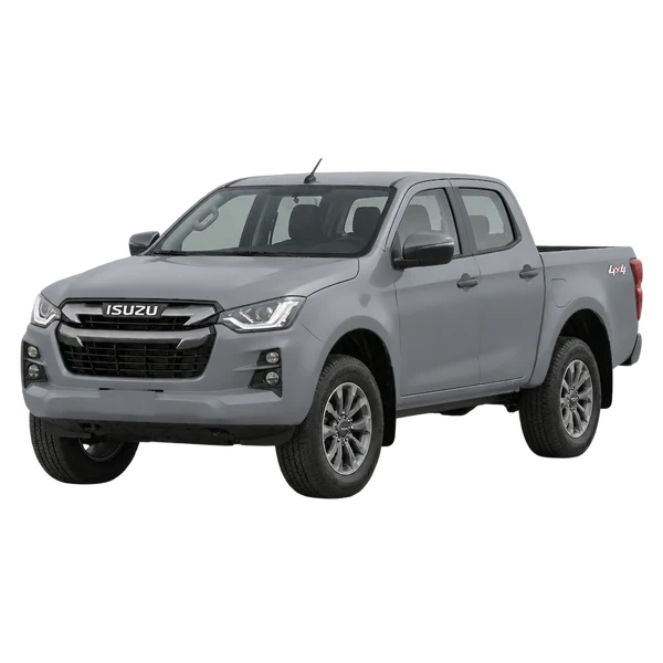 gray 2025 Isuzu D-Max front three-quarter (facing left) view