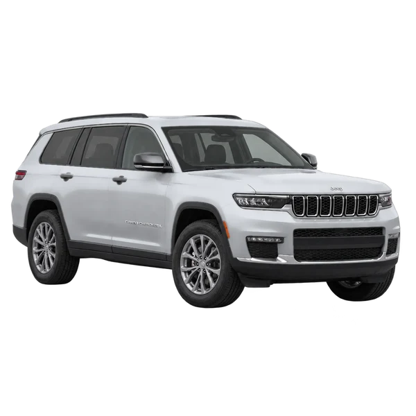 2027 JEEP Grand Cherokee L — Front three-quarter (facing left), silver