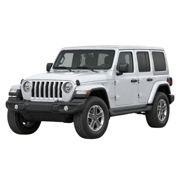 silver 2018 Jeep Wrangler Unlimited front three-quarter (facing left) view