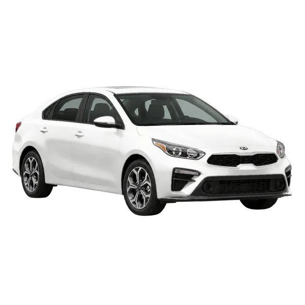 white 2022 Kia Forte front three-quarter (facing left) view