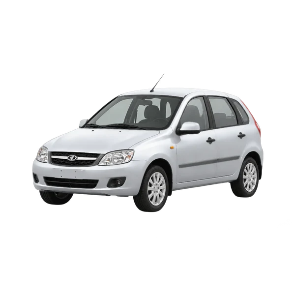 silver 2012 Lada 1119 front three-quarter (facing left) view