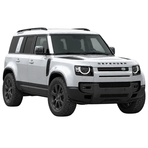 silver 2025 Land Rover Defender OCTA front three-quarter (facing left) view