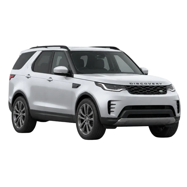 silver 2027 Land Rover Discovery front three-quarter (facing left) view