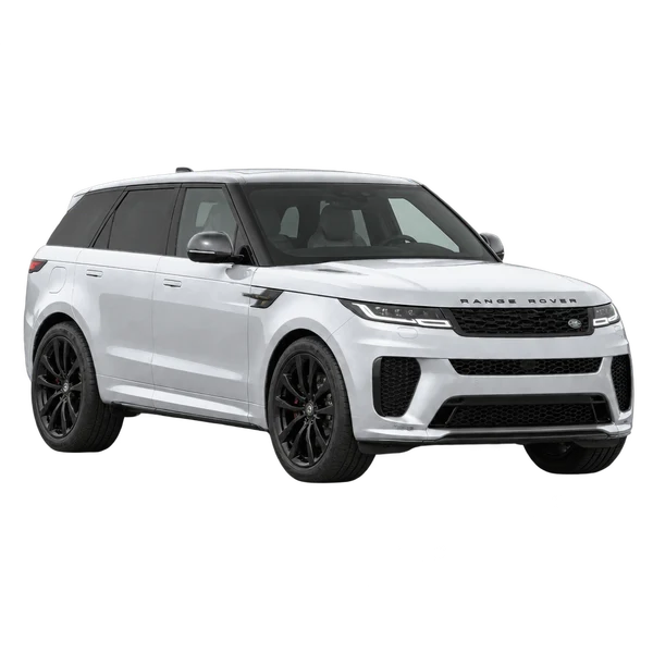 silver 2024 Land Rover Range Rover Sport SV front three-quarter (facing left) view