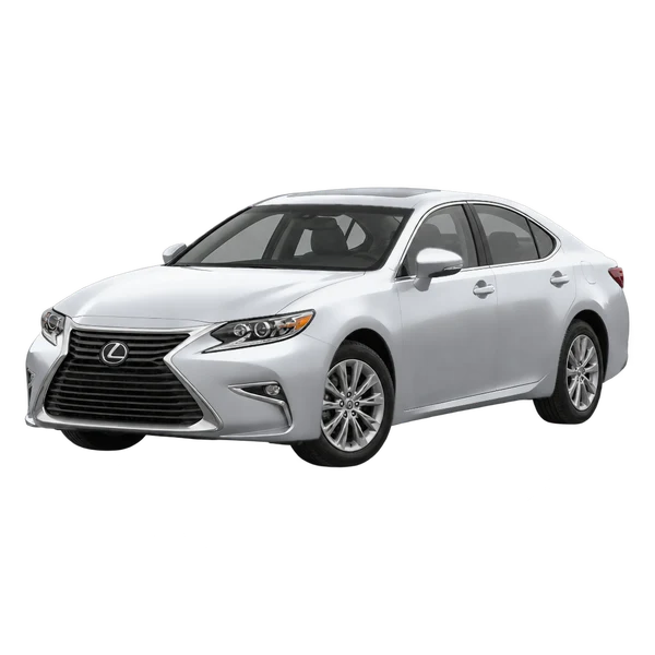 silver 2017 Lexus ES300H front three-quarter (facing left) view