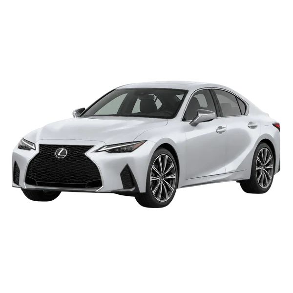 silver 2024 Lexus IS 300 front three-quarter (facing left) view
