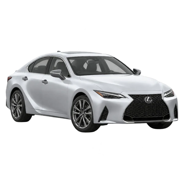 silver 2022 Lexus IS 350 front three-quarter (facing left) view