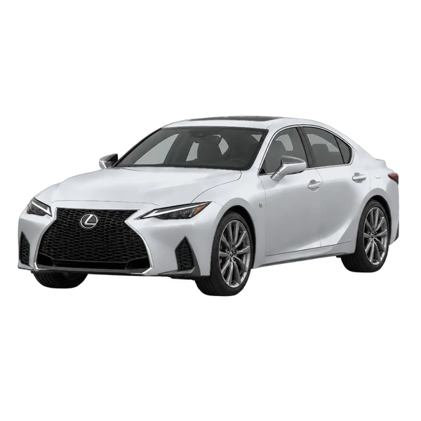 silver 2023 Lexus IS 350 front three-quarter (facing left) view