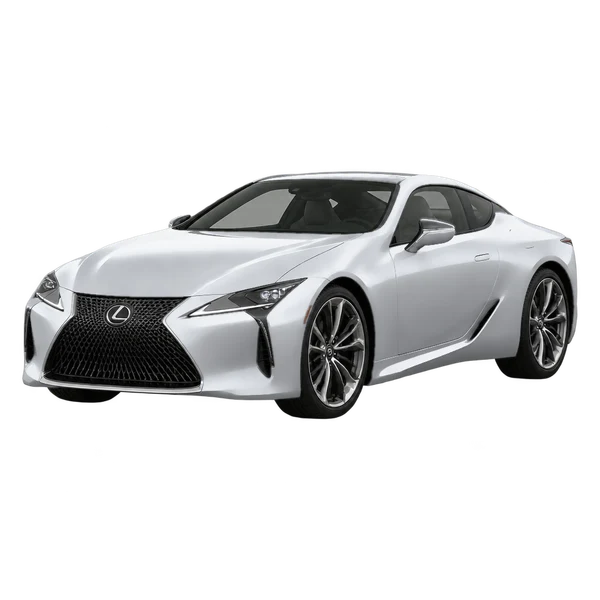 silver 2025 Lexus LC 500 front three-quarter (facing left) view