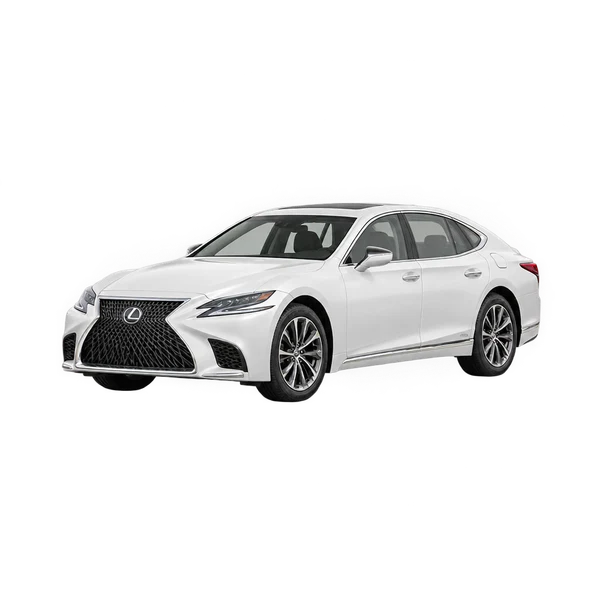 white 2021 Lexus LS front three-quarter (facing left) view