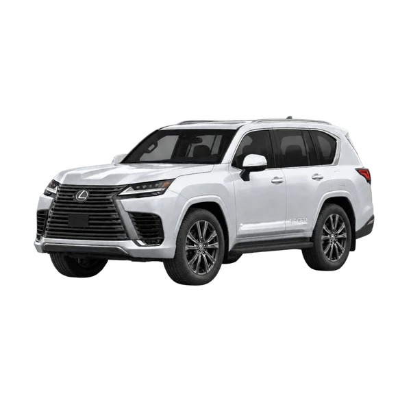 silver 2025 Lexus LX 600 front three-quarter (facing left) view
