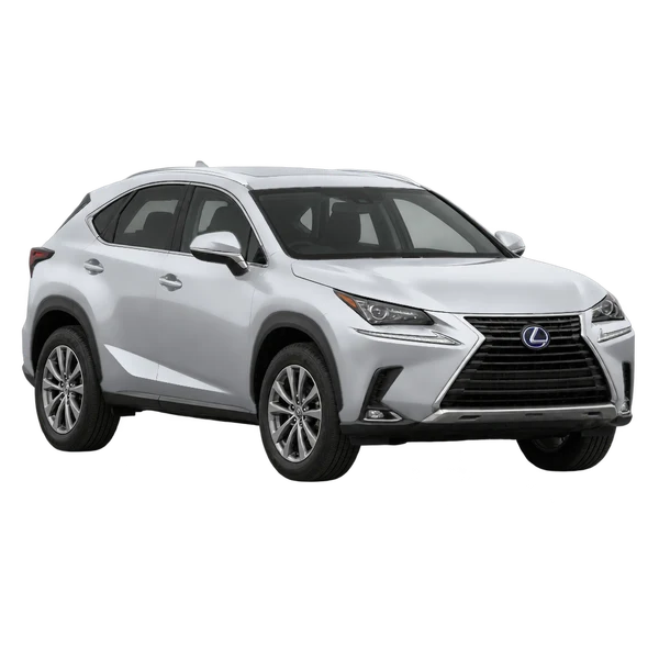 silver 2018 Lexus NX 300H Luxury front three-quarter (facing left) view