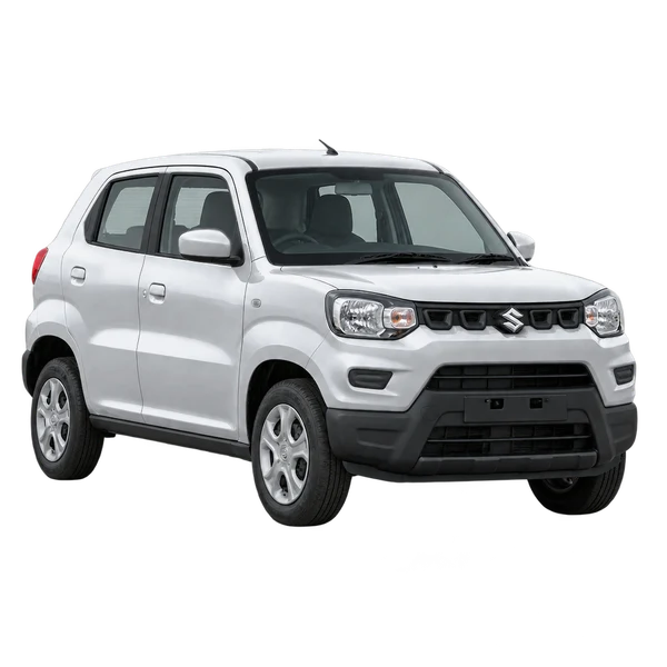 silver 2026 Maruti S-Presso front three-quarter (facing left) view