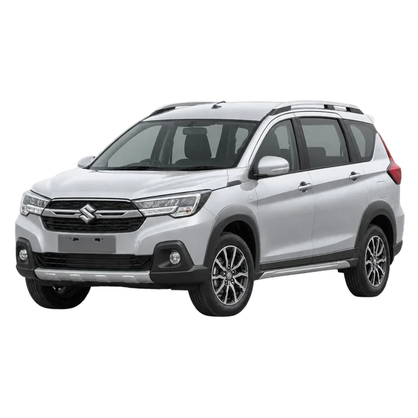 silver 2026 Maruti XL6 front three-quarter (facing left) view