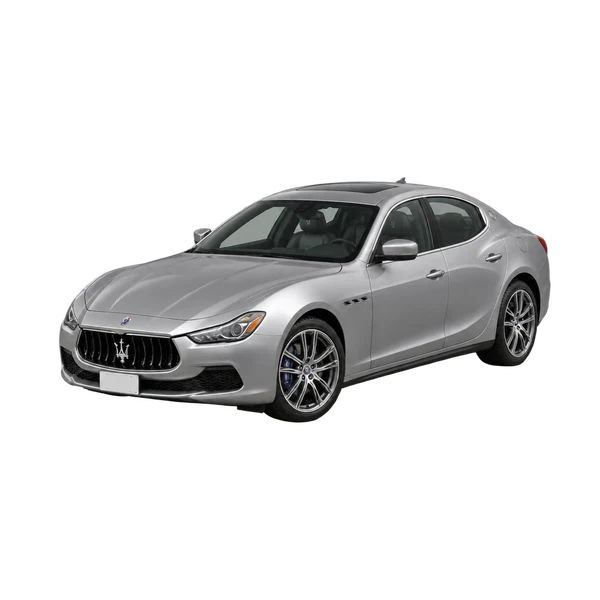silver 2024 Maserati Ghibli front three-quarter (facing left) view