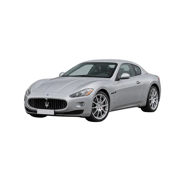 silver 2017 Maserati Granturismo front three-quarter (facing left) view